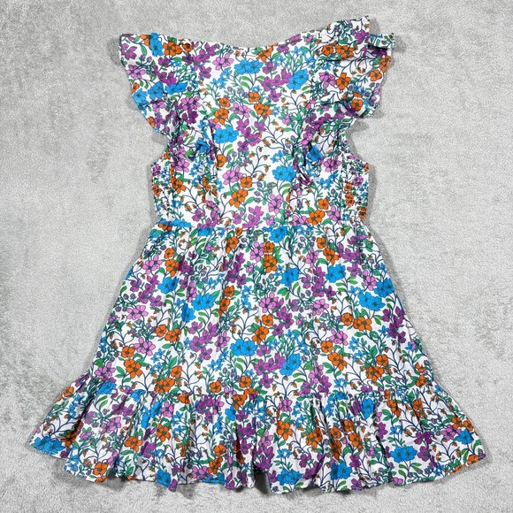 Roller Rabbit Blomst Ondika Dress Womens XL Floral Ruffle V Neck Smocked Mini - Picture 4 of 9